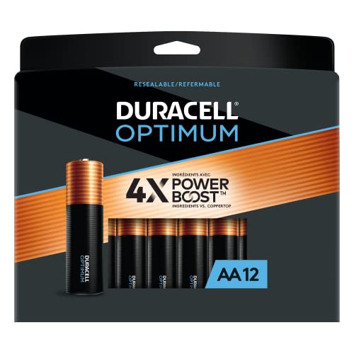 DURACELL  Optimum Aa Batteries 12 Count Pack Lasting Power Double A Battery Alkaline Aa Battery Ideal for Household And Office Devices Resealable AA Batteries