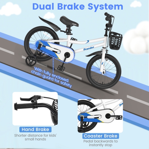 Costway 16" Kid's Bike with Removable Training Wheels & Basket for 4-7 Years Old