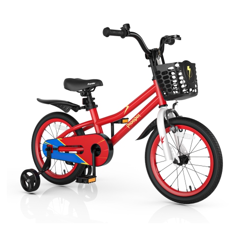 Costway 16" Kid's Bike with Removable Training Wheels & Basket for 4-7 Years Old