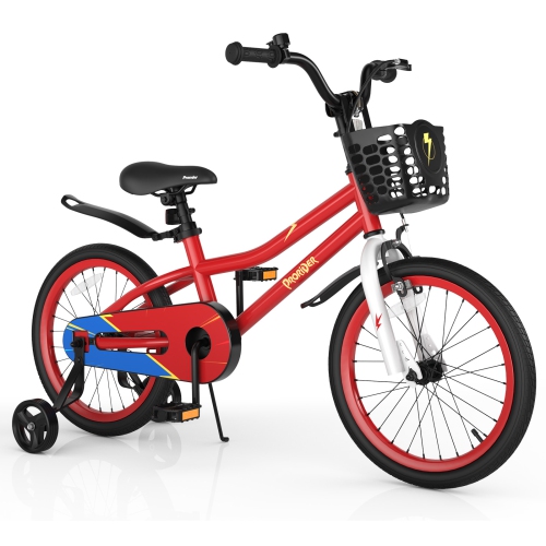 Vélo de 18 po pour enfants avec roues d'entraînement amovibles et panier de  Costway pour enfants de 4-8 ans