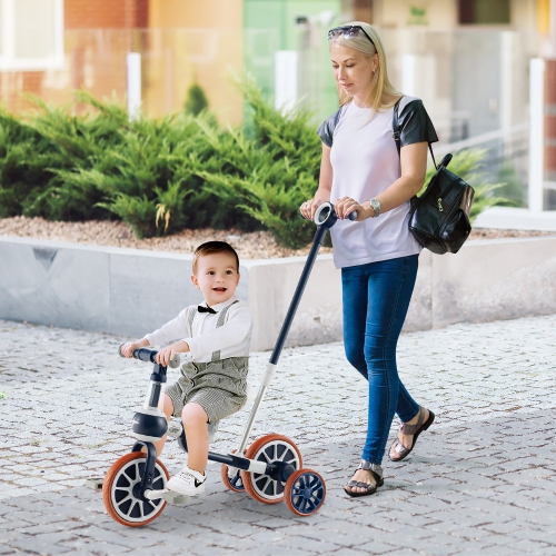 Tricycles 4-en-1 pour enfants avec poignée-poussoir et roues d'entraînement pour bébé de Costway