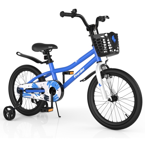 Costway 18" Kid's Bike with Removable Training Wheels & Basket for 4-8 Years Old