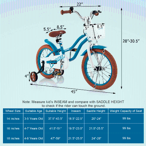 Costway 16" Kids Bike Toddler Adjustable Bicycle withTraining Wheel for 4-7 Years Old Girl