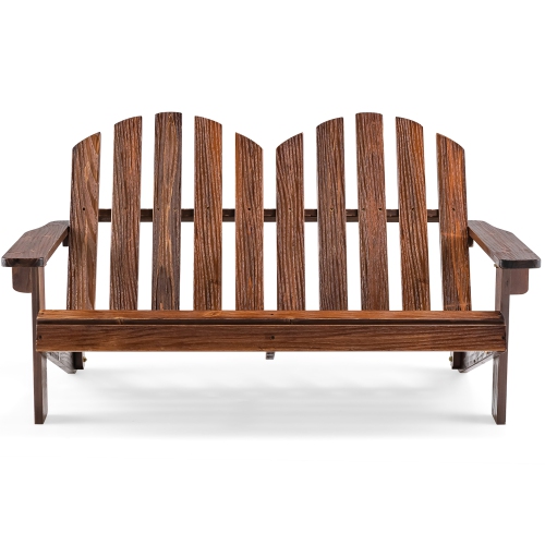 Costway 2 Person Adirondack Chair Kid Solid Wood Loveseat Backrest Arm Rest Patio