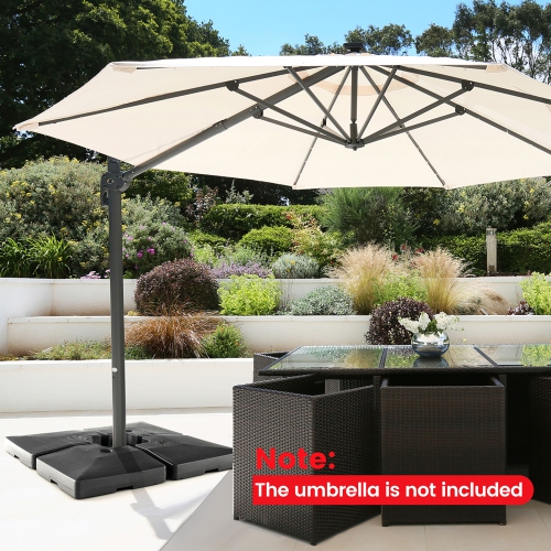 Costway 4pcs Fillable Patio Offset Cantilever Umbrella Base Stand Heavy-Duty Square
