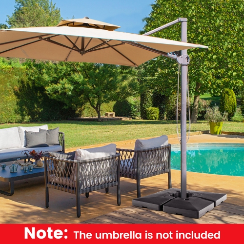 Costway 4pcs Fillable Patio Offset Cantilever Umbrella Base Stand Heavy-Duty Square