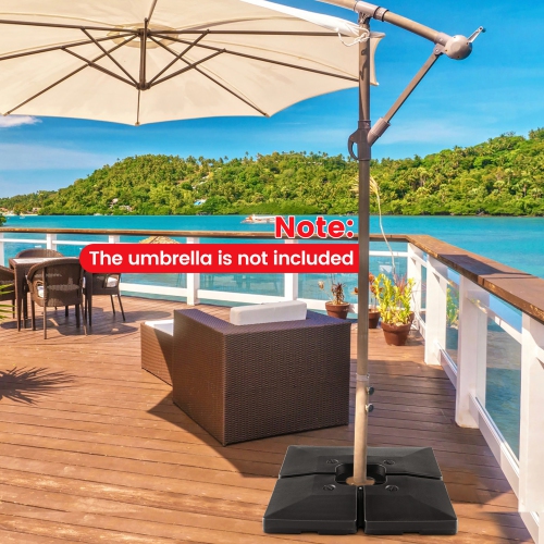 Costway 4pcs Fillable Patio Offset Cantilever Umbrella Base Stand Heavy-Duty Square