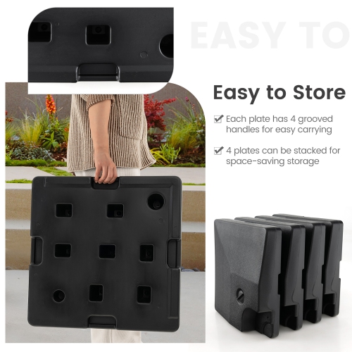Costway 4pcs Fillable Patio Offset Cantilever Umbrella Base Stand Heavy-Duty Square