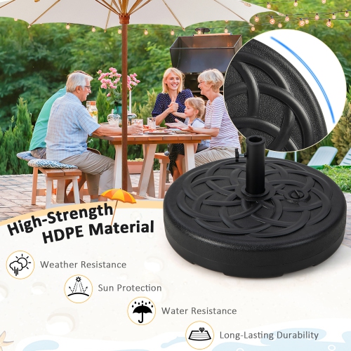 Costway 22" Patio Fillable Round Umbrella Base Stand Water/Sand Fit Pole 1.5" & 1.9"