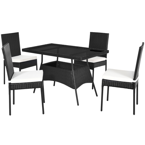 Ensemble patio de 10PCS pièces en rotin avec table à chaises rembourrées et dessus en verre de Costway pour le jardin