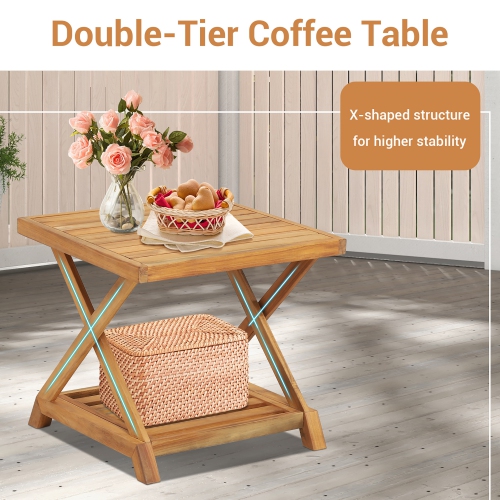 Costway 3PCS Patio Wicker Furniture Set Cushioned Armchairs with 2-Tier Side Table Balcony