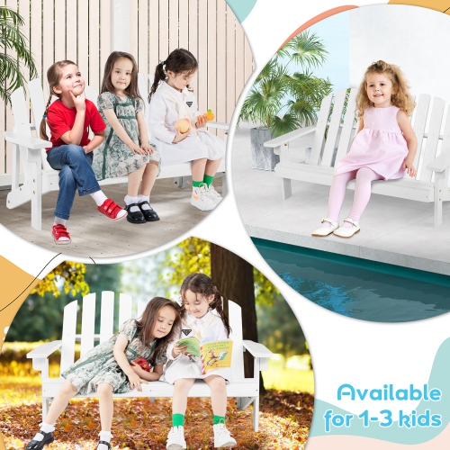 Costway 2 Person Adirondack Chair Kid Solid Wood Loveseat Backrest Arm Rest Patio