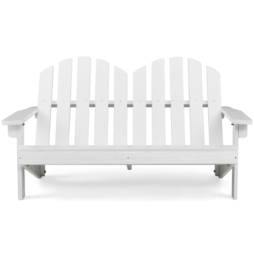 Costway 2 Person Adirondack Chair Kid Solid Wood Loveseat Backrest Arm Rest Patio