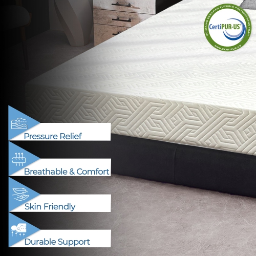Mousse viscoélastique ASTRO [fièrement fabriquée au Canada] matelas mi-ferme en mousse à mémoire infusée de gel et gel pour très grand lit