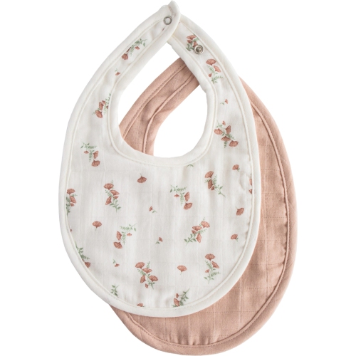 Paquet de 2 bavettes en mousseline de coton de Mushie - Rose/Floral