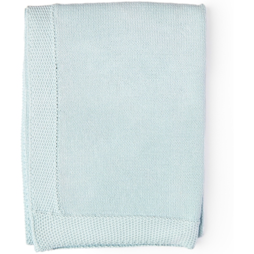 Couverture en tricot à mailles torsadées avec bordures Signature de Baby mode - Bleu