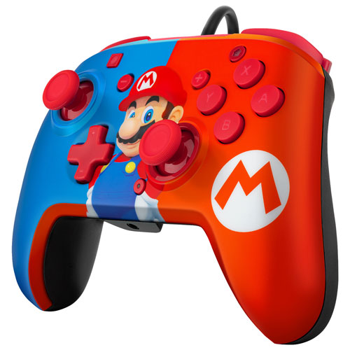 Ensemble avec casque d'écoute avec fil Super Mario Airlite et manette avec fil Rematch pour Switch - Bleu/Rouge