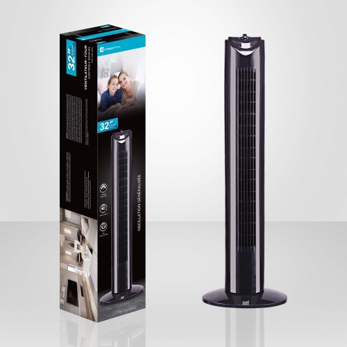 Xtricity - Oscillating Tower Fan, 32" Tall, 3 Speed Settings, 50 Watts, Black