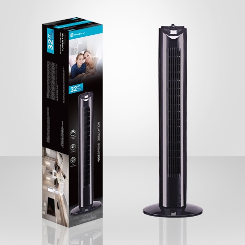 Xtricity - Oscillating Tower Fan, 32" Tall, 3 Speed Settings, 50 Watts, Black