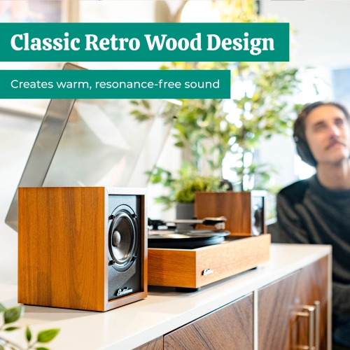 Electrohome Huntley Powered Bookshelf Speakers with Built-in Amplifier, 3" Drivers, Bluetooth 5, RCA/Aux