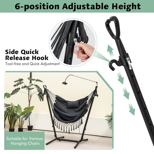 Gymax Hammock Chair with Stand Phone Holder Adjustable Swing Indoor & Outdoor Use