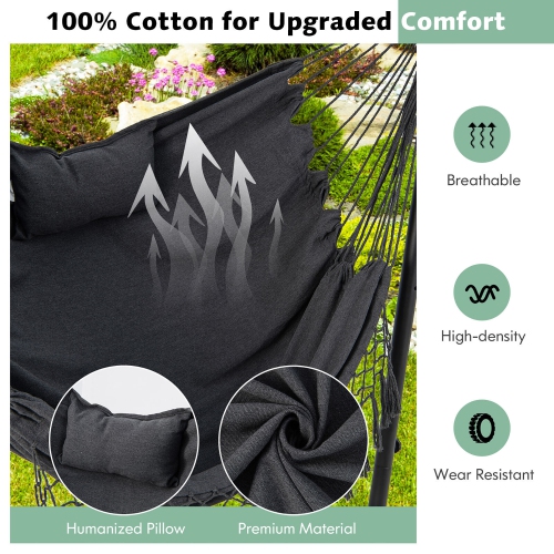 Gymax Hammock Chair with Stand Phone Holder Adjustable Swing Indoor & Outdoor Use