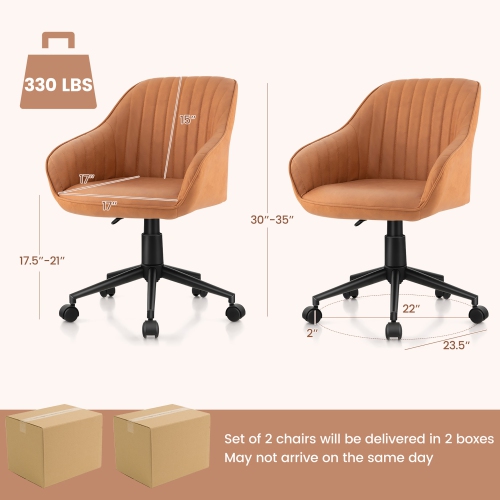 Gymax Set of 2 Adjustable Office Chair Rolling Swivel Armchair Computer Desk Chair