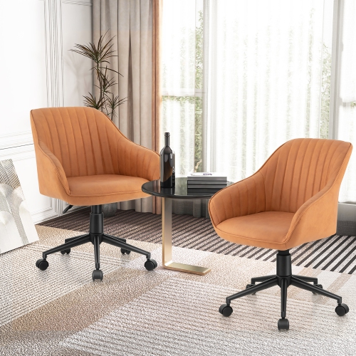 Gymax Set of 2 Adjustable Office Chair Rolling Swivel Armchair Computer Desk Chair