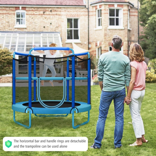 Gymax 5FT Kids 3-in-1 Game Seamless Trampoline W/ Enclosure Net Spring Pad In/ Outdoor