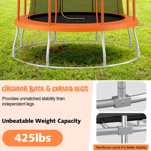 Gymax 8FT Recreation Trampoline w/ Exclusive Flower Shape Enclosure Net