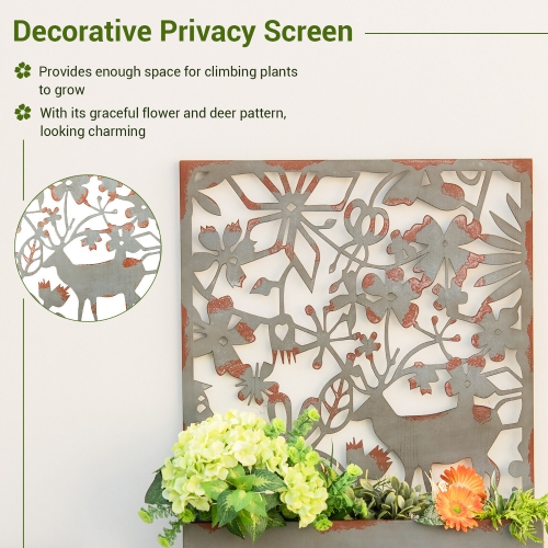 Gymax Set of 2 Decorative Raised Garden Bed Wall-mounted Metal Planter Box w/ Trellis