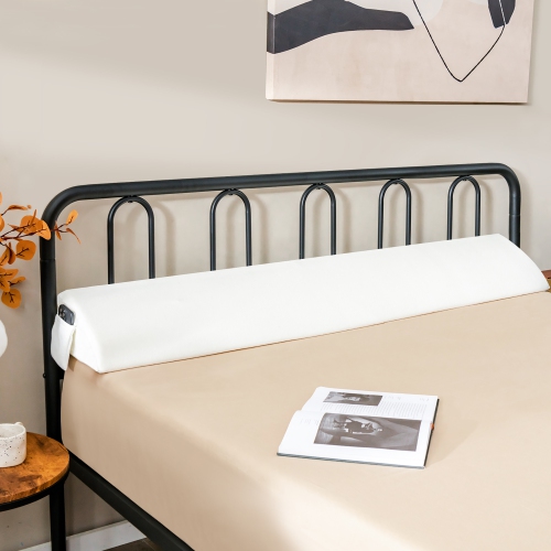 Gymax Queen Size Bed Wedge Pillow with Side Pocket Bed Gap Filler 60'' x 10'' x 6'' White