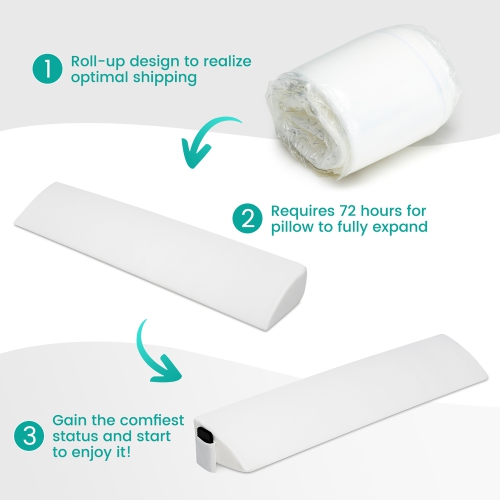 Gymax Full Size Bed Wedge Pillow with Side Pocket Bed Gap Filler 54'' x 10'' x 6'' White