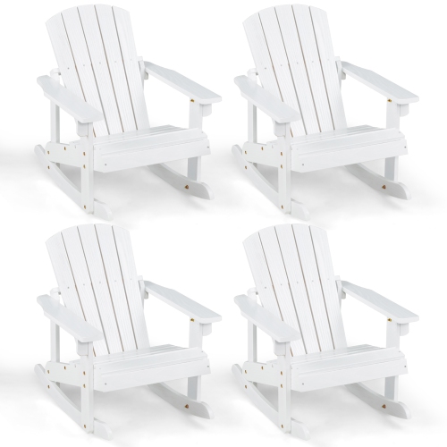 GYMAX  4PCs Kid Adirondack Rocking Chair Outdoor Solid Wood Slatted Seat Backrest