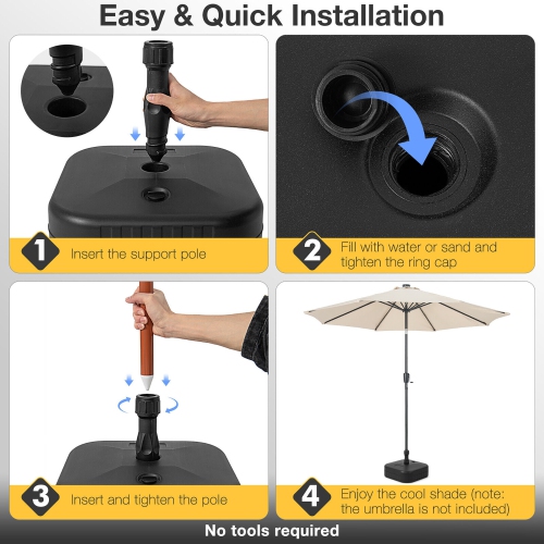 Gymax Patio Fillable Umbrella Base Stand Holder 1.5'' Water&Sand Filled Weighted Market