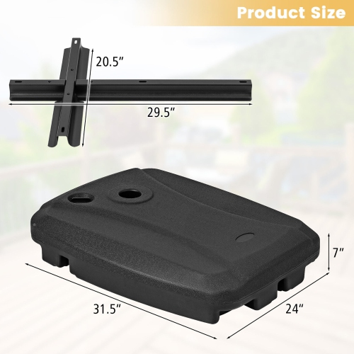 Gymax Patio Cantilever Offset Umbrella Base Stand Heavy Duty Cross Base Wheels Outdoor