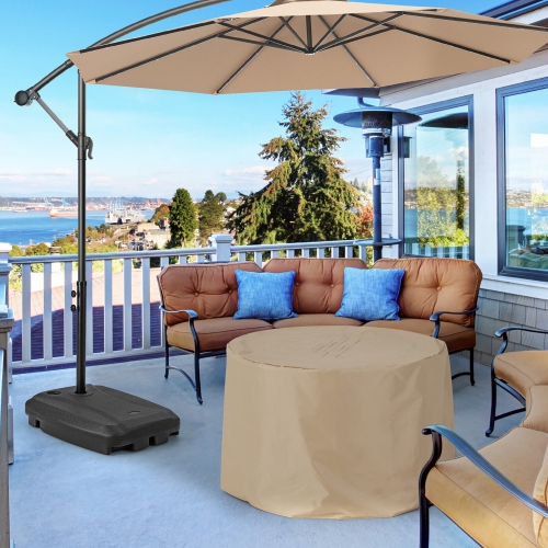 Gymax Patio Cantilever Offset Umbrella Base Stand Heavy Duty Cross Base Wheels Outdoor