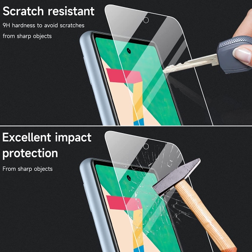 KEEGUARD 3 in 1 Clear TPU Gel Silicone Slim Thin Case Tempered Glass Screen Protector Camera Lens Protector for Google Pixel 7a