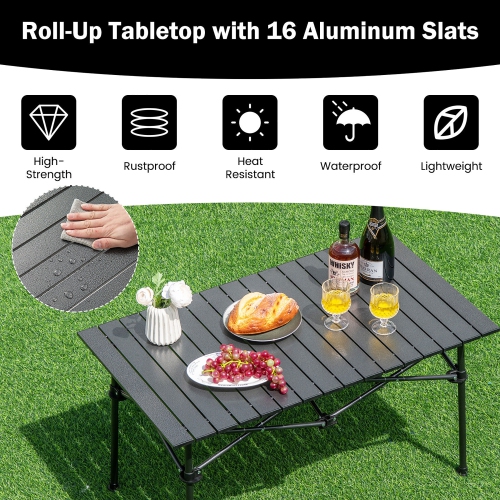 Gymax Aluminum Camping Table for 4-6 People Folding Picnic Table w/ Carry Bag