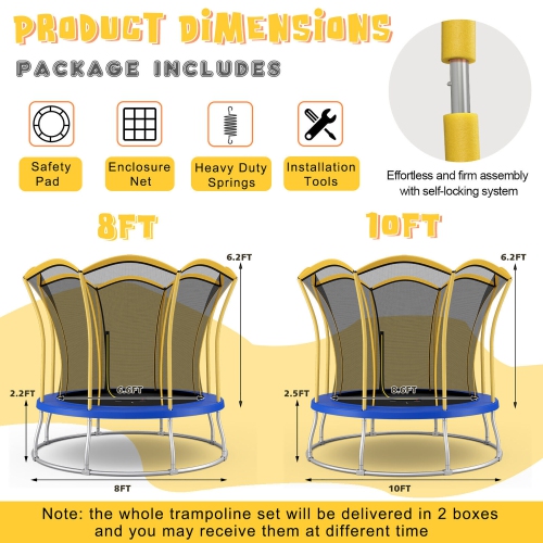 Gymax 8FT Recreation Trampoline w/ Exclusive Flower Shape Enclosure Net