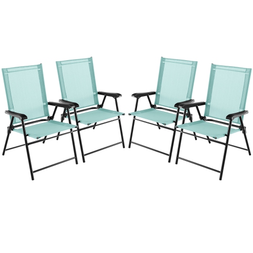 Gymax Set of 4 Patio Folding Chairs Outdoor Portable Pack Lawn Chairs w/ Armrests