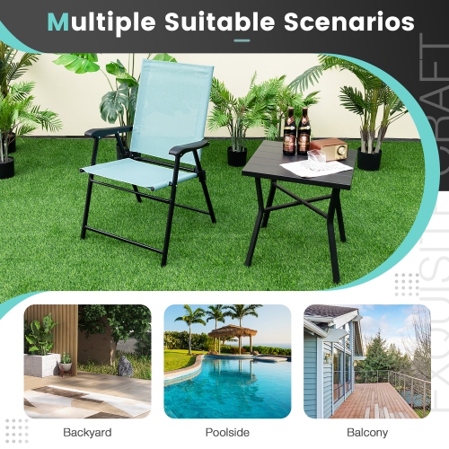 Gymax Set of 4 Patio Folding Chairs Outdoor Portable Pack Lawn Chairs w/ Armrests