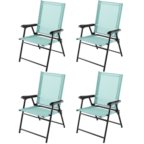 Gymax Set of 4 Patio Folding Chairs Outdoor Portable Pack Lawn Chairs w/ Armrests