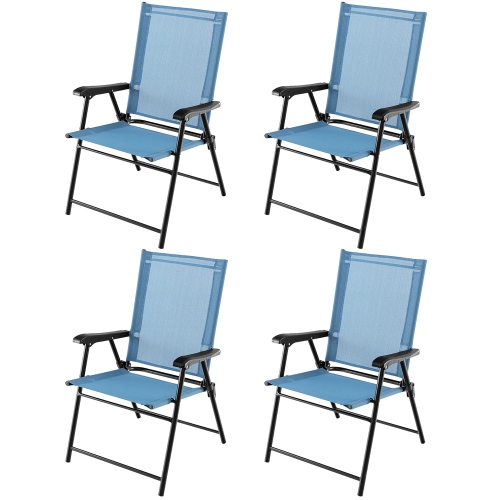 Gymax Set of 4 Patio Folding Chairs Outdoor Portable Pack Lawn Chairs w/ Armrests