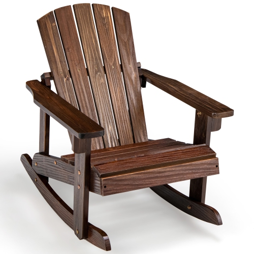GYMAX  Kid Adirondack Rocking Chair Outdoor Solid Wood Slatted Seat Backrest