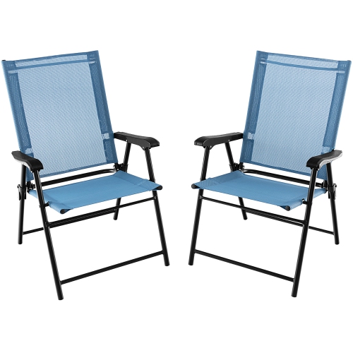 Gymax Set of 2 Patio Folding Chairs Outdoor Portable Pack Lawn Chairs w/ Armrests