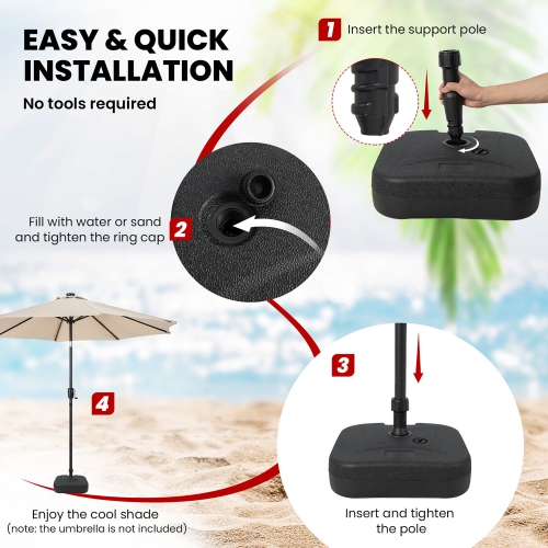 Gymax Patio Fillable Umbrella Base Stand Water & Sand Filled Weighted Market Pole 1.5''
