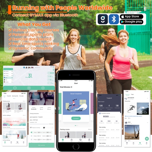 Gymax 3HP Walking Running Jogging Exercise Machine APP Control Folding Treadmill