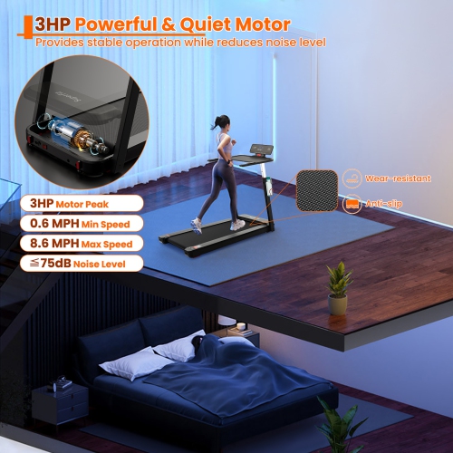 Gymax 3HP Walking Running Jogging Exercise Machine APP Control Folding Treadmill
