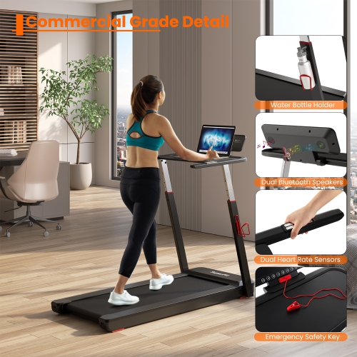 Gymax 3HP Walking Running Jogging Exercise Machine APP Control Folding Treadmill